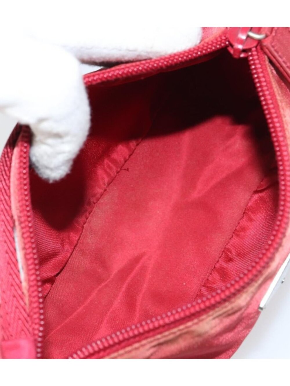 PRADA Accessory Pouch Nylon Red Silver - Picture 9 of 16